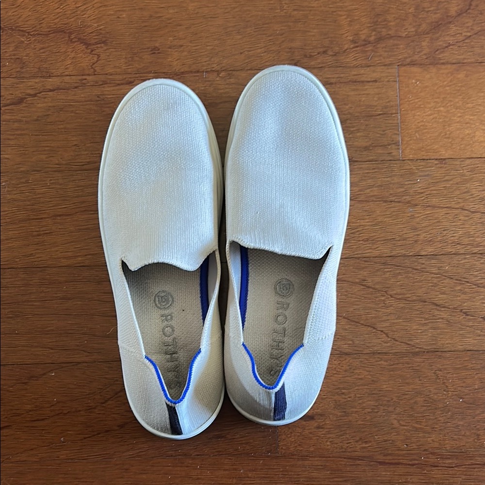 Rothy's Cream and Blue Slip-On Shoes